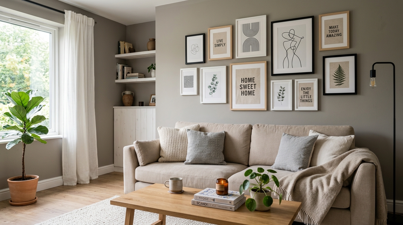 Minimal DIY wall art gallery with affordable frames