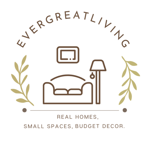Evergreat Living logo for small space living, budget home decor and DIY ideas